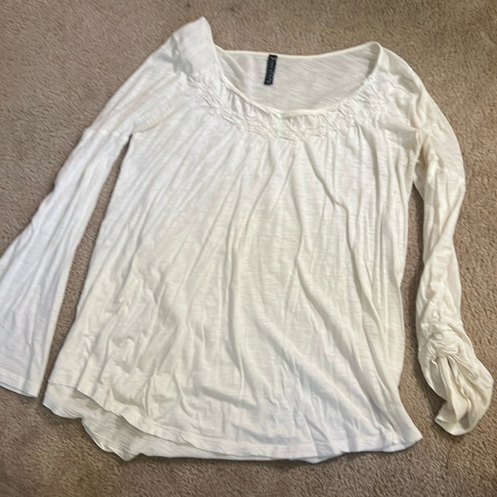Free People smocked tunic with adjustable bell sleeves